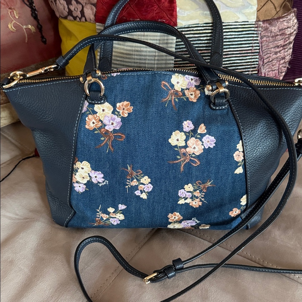 Coach Floral Embroidered Satchel. Measures 13x9. Added photos. Pristine! - Picture 5 of 7